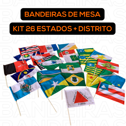 Bandeira de Mesa - Kit 26 estados e 1 Distrito Federal
